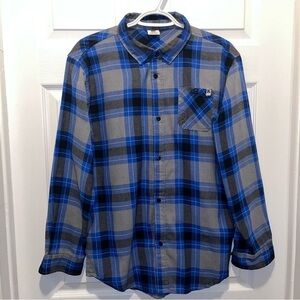 DC Shoes flannel shirt buttons down Men Large long sleeve blue black